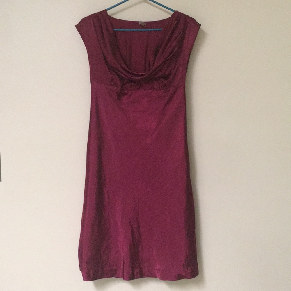 Cowl neck maroon dress